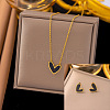 Heart Stainless Steel & Natural Shell Pendant Necklaces & Stud Earrings Sets FS-WG4CC15-03-1