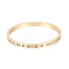Roman Numeral Brass Hinged Bangle with Crystal Rhinestone for Women BJEW-S118-126G-1