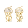 Brass Micro Pave Cubic Zirconia Stud Earrings EJEW-G471-19P-4