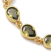 Teardrop Brass Pave Cubic Zirconia Link Chain Bracelets for Women BJEW-P385-06G-02-2