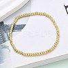 Brass Round Beaded Stretch Bracelets for Men Women BJEW-B148-05A-G-1
