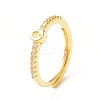 Clear Cubic Zirconia Initial Letter Adjustable Ring RJEW-C052-01G-Q-1
