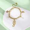 304 Stainless Steel Rhinestone Charm Bracelets BJEW-L708-09G-2