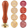 4Pcs 4 Styles Golden Tone Brass Wax Seal Stamp Head AJEW-CP0007-49A-04-1