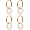 2 Pairs Natural Pearl Beaded Ring Dangle Hoop Earrings for Girl Women EJEW-NB0001-06-1