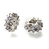 Flower Brass Micro Pave Cubic Zirconia European Beads KK-V008-19P-01-1