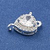Brass Pave Cubic Zirconia Connector Charms KK-Z072-06S-02-2