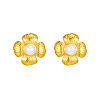 Classic 304 Stainless Steel Imitation Pearl Flower Stud Earrings GL7726-5