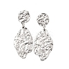 304 Stainless Steel Hammered Textured Leaf Dangle Stud Earrings EJEW-K268-44P-4