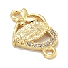 Rack Plating Brass Micro Pave Clear Cubic Zirconia Religion Heart Virgin Mary Connector Charms KK-L224-099G-01-2