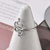 Snake 304 Stainless Steel Open Cuff Ring for Women RJEW-M049-02P-5