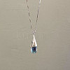 Steel Blue Teardrop Brass with Plastic Pendant Necklaces for Women FS-WG80BCE-01-3