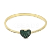 Rack Plating Brass Micro Pave Cubic Zirconia Heart Hinged Bangles for Women BJEW-R317-01C-G-2