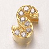 Golden Plated Brass Micro Pave Cubic Zirconia Letter Slide Charms ZIRC-E015-01S-1