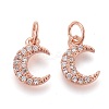 Brass Micro Pave Clear Cubic Zirconia Charms ZIRC-Z005-01B-1