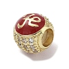 Real 18K Gold Plated Brass Micro Pave Cubic Zirconia Barrel European Beads KK-K368-19G-03-2