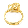 Heart with Letter Rack Plating Brass Micro Pave Cubic Zirconia Adjustable Rings for Women RJEW-I105-06G-E-3