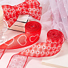 2 Rolls 2 Styles 5 Yards Valentine's Day Polyester Heart Printed Ribbon for Sewing Decoration OCOR-GF0004-34-3