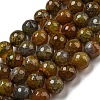 Faceted Natural Dragon Veins Agate Beads Strands G-F447-12mm-L09-2
