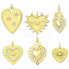 6Pcs 6 Styles Rack Plating Brass & Cubic Zirconia Pendants KK-SC0006-93-1