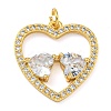 Rack Plating Brass Micro Pave Clear Cubic Zirconia Pendants KK-Z063-10G-03-1