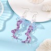 Dyed Natural Malaysia Jade Jellyfish Dangle Earrings for Women EJEW-JE07484-03-1