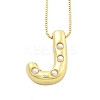 Brass & Plastic Pearl Letter Pendant Box Chain Necklaces for Women LS-NJEW-U017-01G-10-1