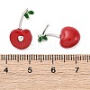Cherry Brass Enamel Stud Earrings for Women EJEW-G425-02P-5