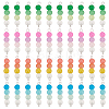 72Pcs 4 Colors Baking Paint Imitation Jade Glass Connector Charms PALLOY-GO00032-1
