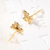 Brass Micro Pave Clear Cubic Zirconia Butterfly Stud Earrings EJEW-C158-16B-G-3