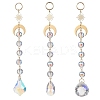 3Pcs Glass Teardrop Round Leaf Hanging Suncatchers Sets HJEW-JM04603-01-2
