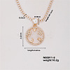 Fashion Brass Rhinestones Flat Round Pendant Necklace for Women AB9344-8-1