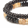 2Pcs 2 Style Coconut & Natural Larvikite & Watermelon Stone Glass Stretch Bracelets Set BJEW-JB07832-6