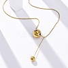 304 Stainless Steel Round Ball Pendant Snake Chain Necklaces NJEW-U028-03G-1