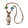 Ceramic Fish Pendant Adjustable Waxed Cord Necklaces for Women LS-NJEW-B146-05-2