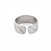 Non-Tarnish 304 Stainless Steel Textured Open Cuff Ring for Women RJEW-S405-165P-2