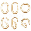 6 Pcs 3 Styles Rack Plating Brass Spring Gate Rings KK-BC0009-73-1