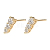 Brass Micro Pave Clear Cubic Zirconia Flat Round Stud Earring Findings KK-D504-27G-1
