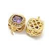 Brass Pave Cubic Zirconia Connector Charms KK-B096-05G-04-2