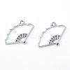 Rack Plating Alloy Fan Open Back Bezel Pendants PALLOY-S047-20D-FF-1