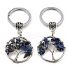 Natural Lapis Lazuli Flat Round with Tree of Life Pendant Keychain KEYC-E023-03N-1