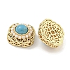 Brass & ABS Imitation Pearl & Synthetic Turquoise & Cubic Zirconia Flat Round Multi-Strand Links KK-Q820-33G-2