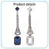 4 Pairs 4 Colors Rhinestone Rectangle Dangle Stud Earrings EJEW-AN0004-18-3