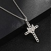 Brass Micro Pave Clear Zirconia Cross Pendant Necklaces NJEW-M211-05B-P-2