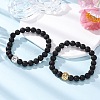 2Pcs Natural Lava Rock Beads Stretch Bracelets for Men Women BJEW-JB12040-1
