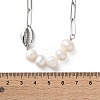 304 Stainless Steel Shell & Natural Pearl Beads Paperclip Chain Necklaces for Women NJEW-A045-17P-5