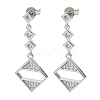 Rhombus Brass Micro Pave Clear Cubic Zirconia Dangle Stud Earrings LS-EJEW-F383-10P-2