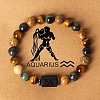 Twelve Constellations Natural Tiger Eye & Picture Jasper & Rhyolite Jasper Round & Column Beaded Stretch Bracelets for Women Men WG6FA5D-01-1