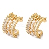 Brass Micro Pave Clear Cubic Zirconia Cuff Earrings EJEW-B057-02G-1