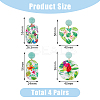 4 Pairs 4 Style Flower Enamel Dangle Stud Earrings EJEW-FI0002-31-2